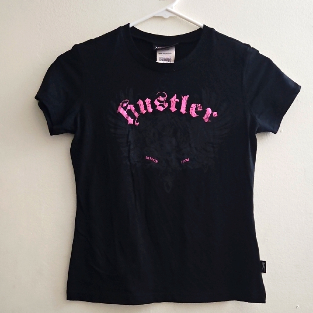 Medium Black T-Shirt with Pink Graphic